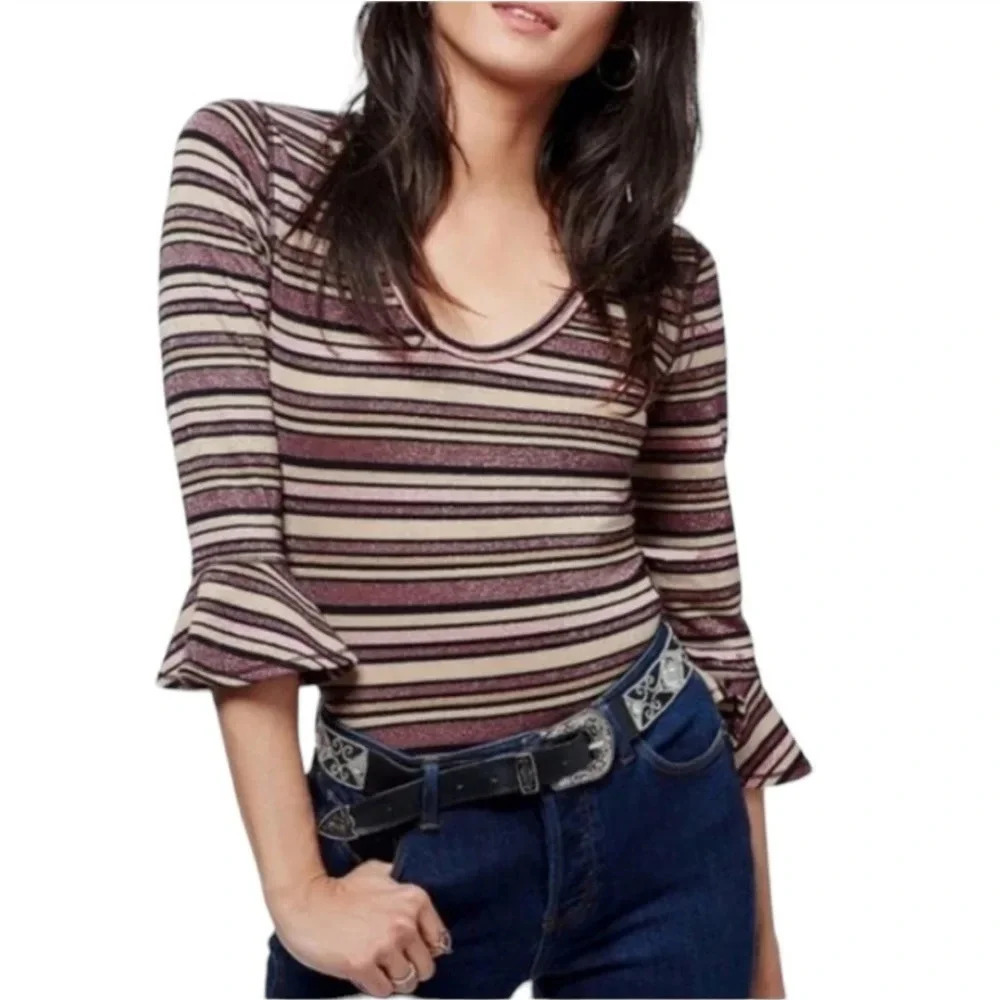 Free People Surprise Party metallic striped top - Picture 6 of 6